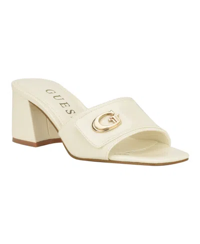 Guess Women's Gallai Slip-on Open Toe Block Heeled Sandals In Ivory