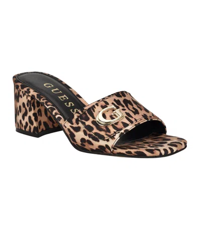 Guess Women's Gallai Block Heel Slip-on Sandals In Leopard