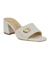 Guess Women's Gallai Block Heel Slip-on Sandals In White Saffiano
