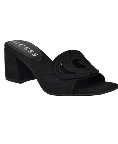 Guess Women's Galsee Quattro-g Cutout Block Heel Sandals In Black Logo
