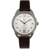 Guess Women's Gc Brown Leather White Dial Watch In White