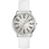 Guess Women's Gc White Leather White Dial Watch In White