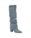 Guess Women's Geima Knee-high Foldover Slouch Tall Block Heel Dress Boots In Blue Denim