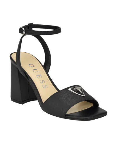 Guess Women's Gelyae Ankle Strap Block Heel Sandals In Black