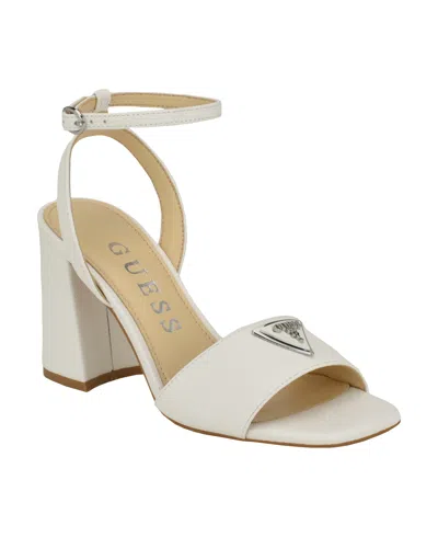 Guess Women's Gelyae Ankle Strap Block Heel Sandals In Milk