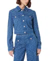 GUESS WOMEN'S GILLY PATTERNED CROPPED DENIM JACKET