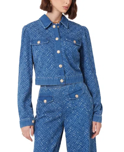 Guess Women's Gilly Patterned Cropped Denim Jacket In Tokyo Laser