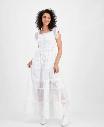Guess Women's Giuditta Embroidered Maxi Dress In Pure White