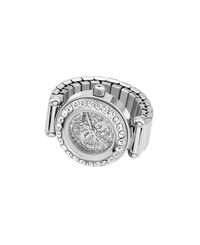 Guess Women's Glitz Silver-tone Stainless Steel Analog Ring Watch, 18mm