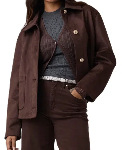Guess Women's Grace Cropped Faux Suede Jacket In Brown
