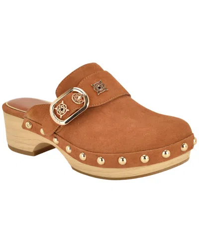 Guess Women's Grisee Platform Wood Bottom Heeled Clogs In Pink