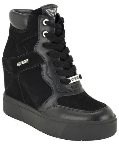 Guess Guilley Wedge Sneaker In Black