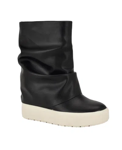 Guess Women's Guinna Fold Over Slouchy Silhouette Booties In Black