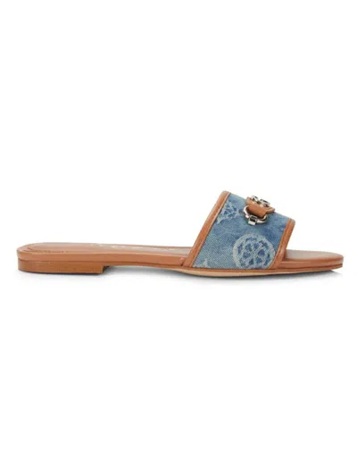 Guess Women's Hammi Logo Denim Flat Sandals