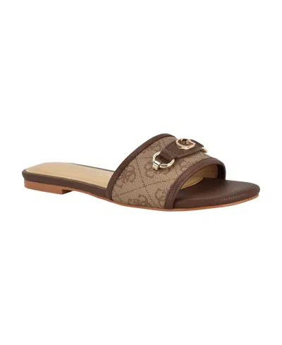Guess Women's Hammin G Hardware Flat Slip-on Sandals In Brown