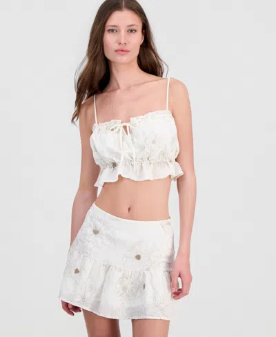 Guess Women's Hayden Embroidered Crop Top In Neutral