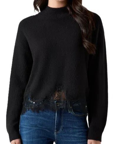 Guess Women's Hayden Mock Neck Long-sleeve Lace Sweater In Black