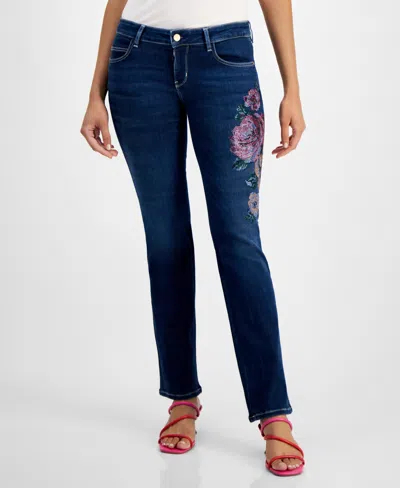 Guess Women's Hermosa Low-rise Floral-graphic Jeans In Carrie Dark Bloom