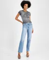 Guess Women's High Rise Patch Pocket Straight Leg Jeans In Genie