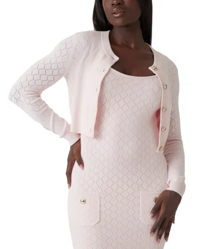Guess Women's Holland Pointelle Raglan-sleeve Cardigan In Low Key Pink