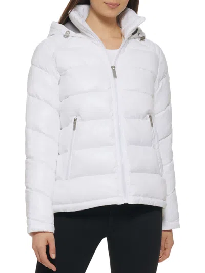 Guess Women's Hooded Puffer Jacket In White