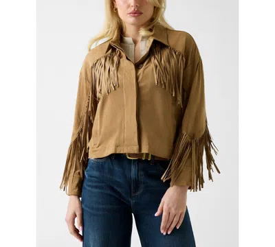 Guess Women's Ibby Long-sleeve Fringe Jacket In Brown