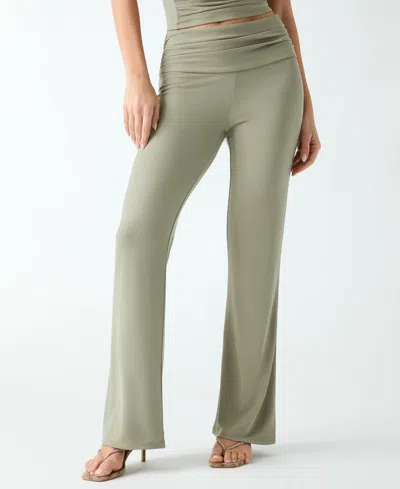Guess Women's Ilia Mid-rise Wide-leg Knit Pants In Green
