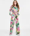 Guess Womens Tie Front Printed Shirt Ines Wide Leg Pants In Tropical Escape Print