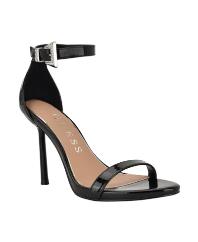 Guess Women's Insraa Rhinestone Buckle Stiletto Sandals In Black