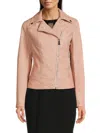 Guess Women's Ivonne Faux Leather Biker Jacket In Dolly Pink