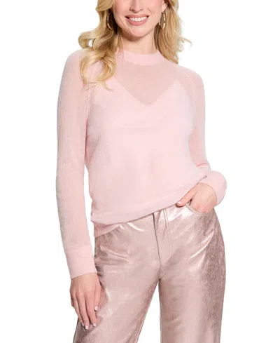 Guess Women's Izabella Semi-sheer Sweater In Mellow Pink Multi