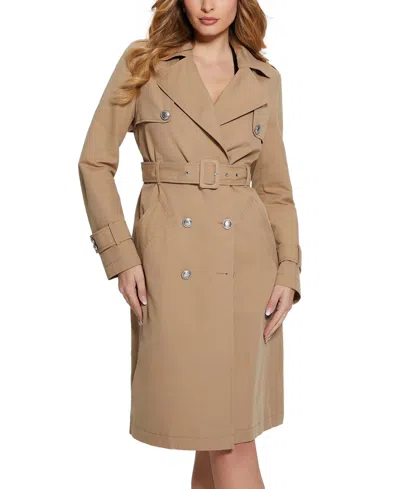 Guess Women's Jade Double-breasted Belted Trench Coat In Desert Storm Multi