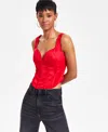 Guess Women's J'adore Sleeveless Sweetheart Corset Top In Siren Red
