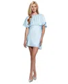 Guess Jasmine Flutter Sleeve Satin Minidress In Subtle Blue