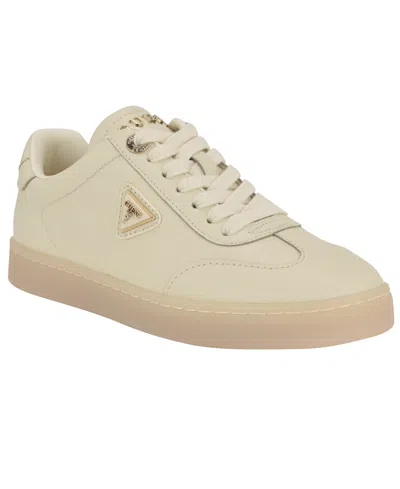 Guess Women's Jazlie T-toe Logo Court Sneakers In Ivory Leather