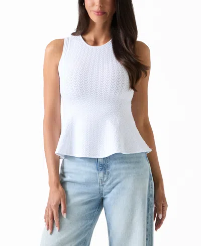 Guess Women's Jen Cutout Crewneck Sweater Top In White