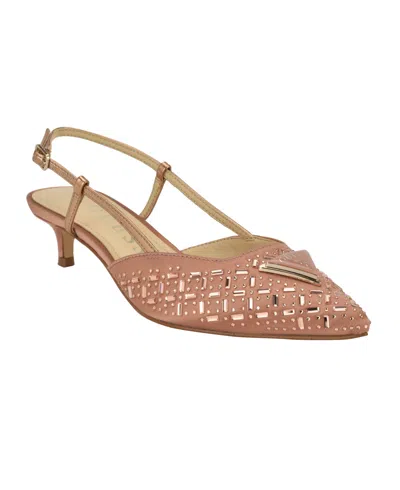Guess Women's Jessyn Kitten Heel Mules In Light Pink Satin Embellished