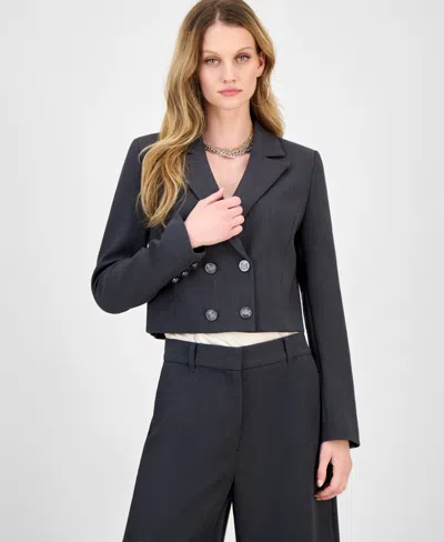 Guess Women's Joandra Cropped Double-breasted Blazer In Black