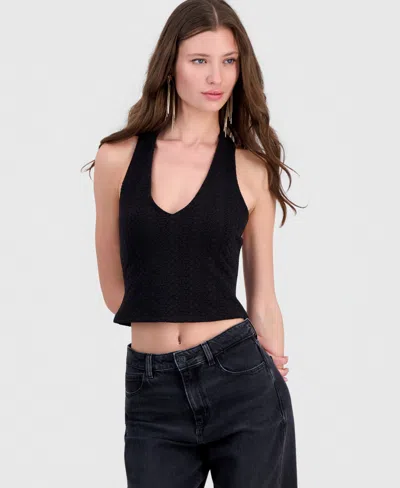 Guess Women's Joey Textured Halter Top In Black
