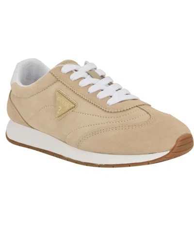 Guess Women's Joggin Lace-up Retro Jogger Sneakers In Light Natural,white