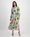 Guess Women's Josee Off-the-shoulder Long-sleeve Maxi Dress In Tropical Escape Print