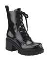 Guess Juel Platform Combat Boot In Deep Red