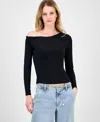 Guess Women's Julianna Long-sleeve Asymmetric Top In Black
