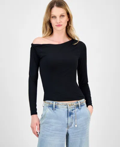 Guess Women's Julianna Long-sleeve Asymmetric Top In Black