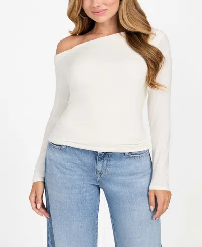 Guess Women's Julianna Long-sleeve Asymmetric Top In White