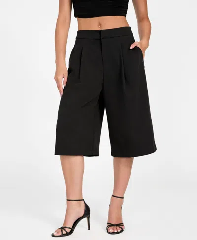 Guess Women's Junny Twill Wide Leg Capri In Black