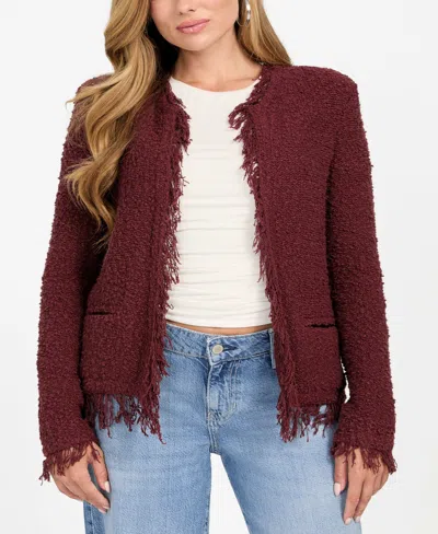 Guess Women's Kaesi Boucle Jacket In Burgundy