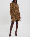 Guess Kaleen Leopard Print Long Sleeve Minidress
