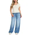 Guess Karina Sandwashed Rib Henley In Butter Icecream