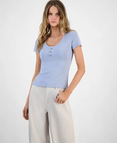 Guess Women's Karin Ribbed Scoop-neck Top In Nimbus Blue